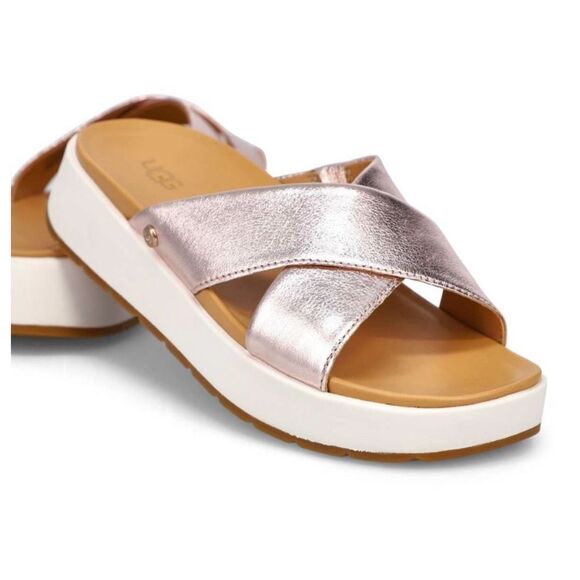 UGG Women's Emily Slide Sandal Metallic Silver Size 9 - Picture 1 of 12